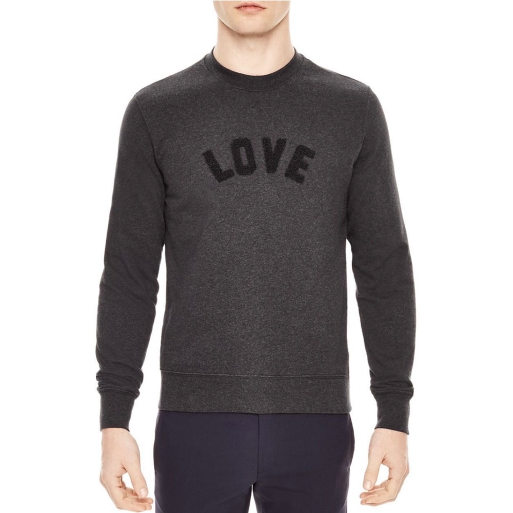 Sandro Paris | Men’s Love Sweatshirt Charcoal Grey Crewneck Size Medium